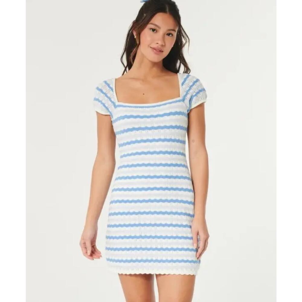 Hollister Crochet Style Stripe Mini Dress - Size Medium